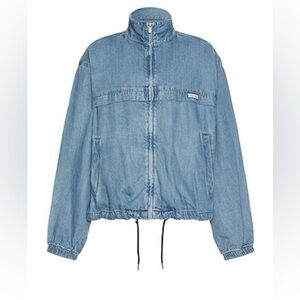 Calvin Klein Denim Windbreaker Unisex Jacket Blue Retrograde Funnel Neck XL